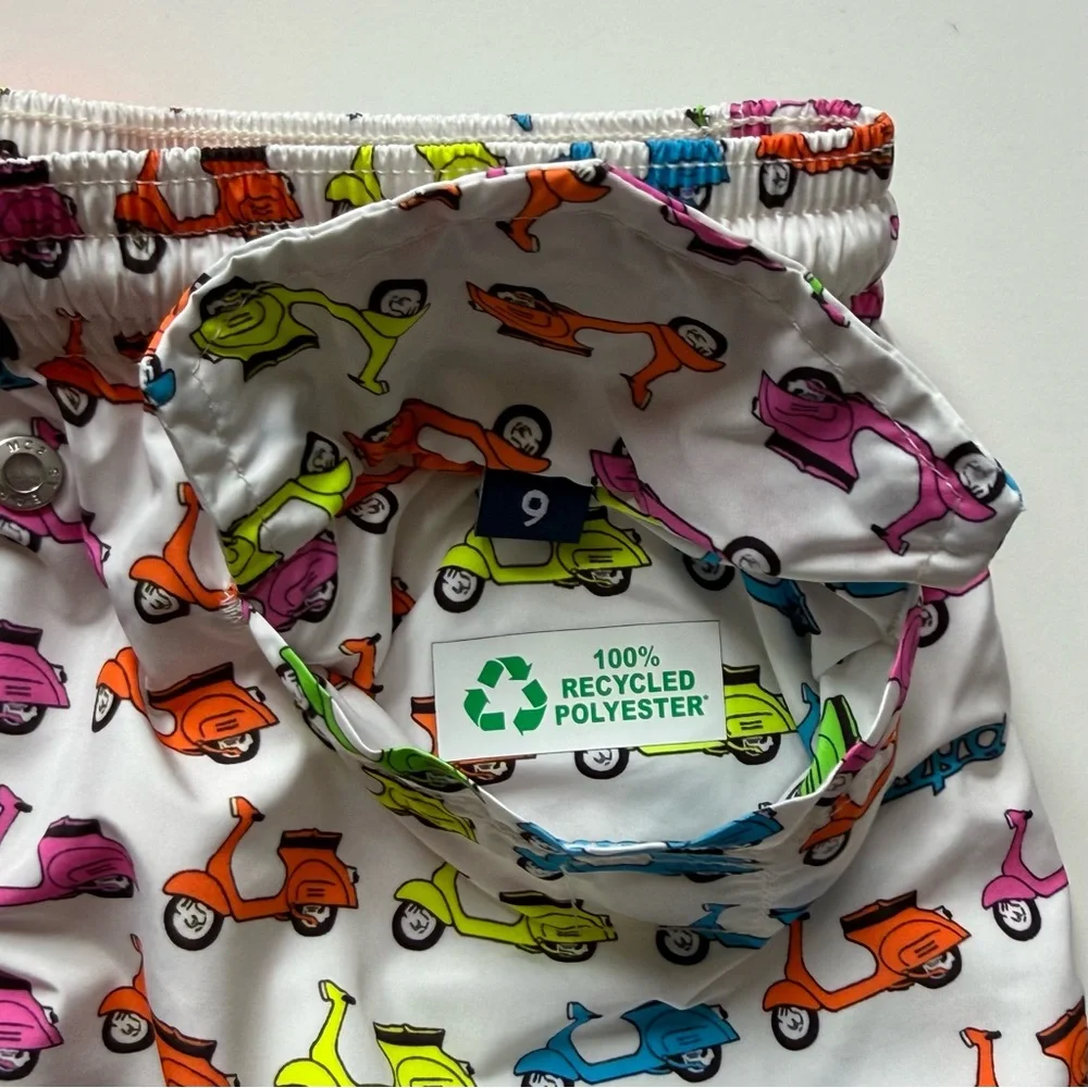 MC2 Saint Barth Boys Lightweight Fabric Swim Shorts Jean Lighting w/ Vespa Print - Picture 8 of 15